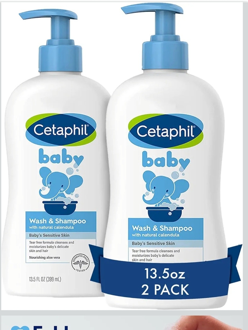Cetaphil Baby Wash & Shampoo - Blue (13.5 fl oz, 2 Pack)